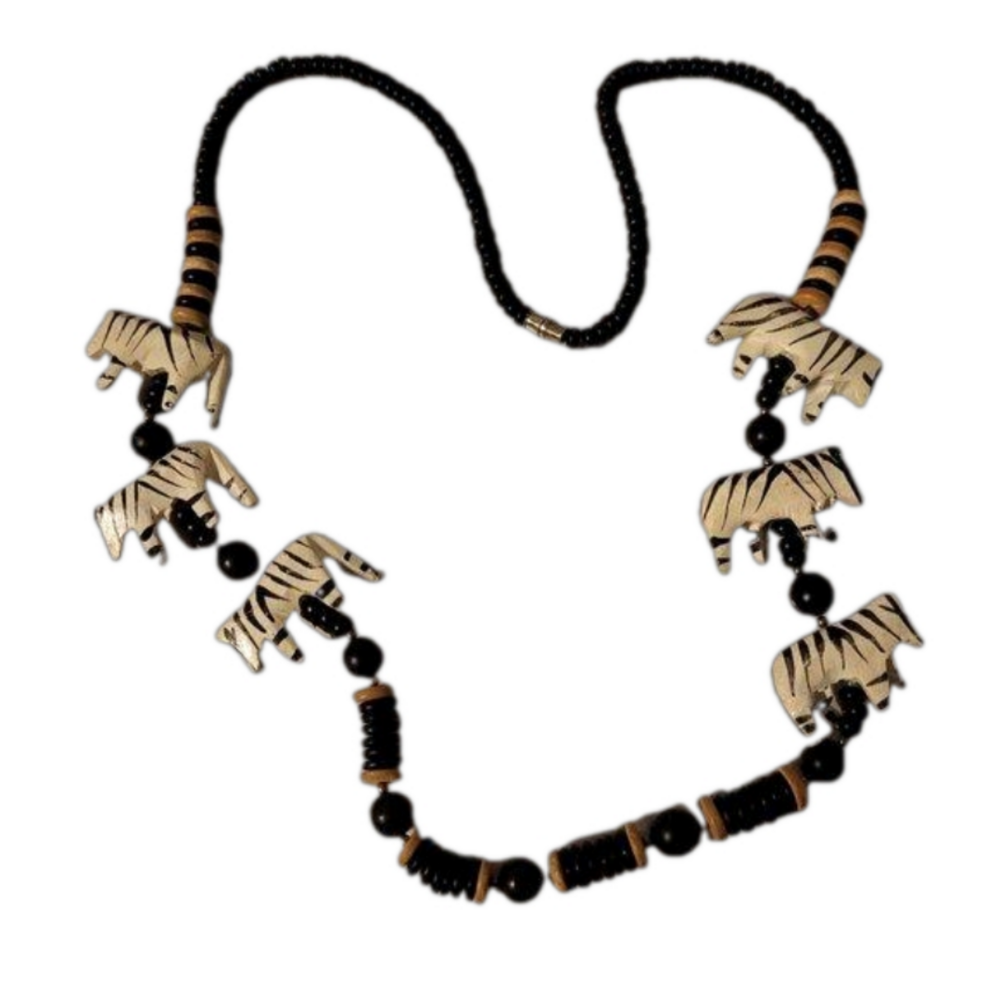 Vintage 80s, Fun & Funky African Zebra Necklace